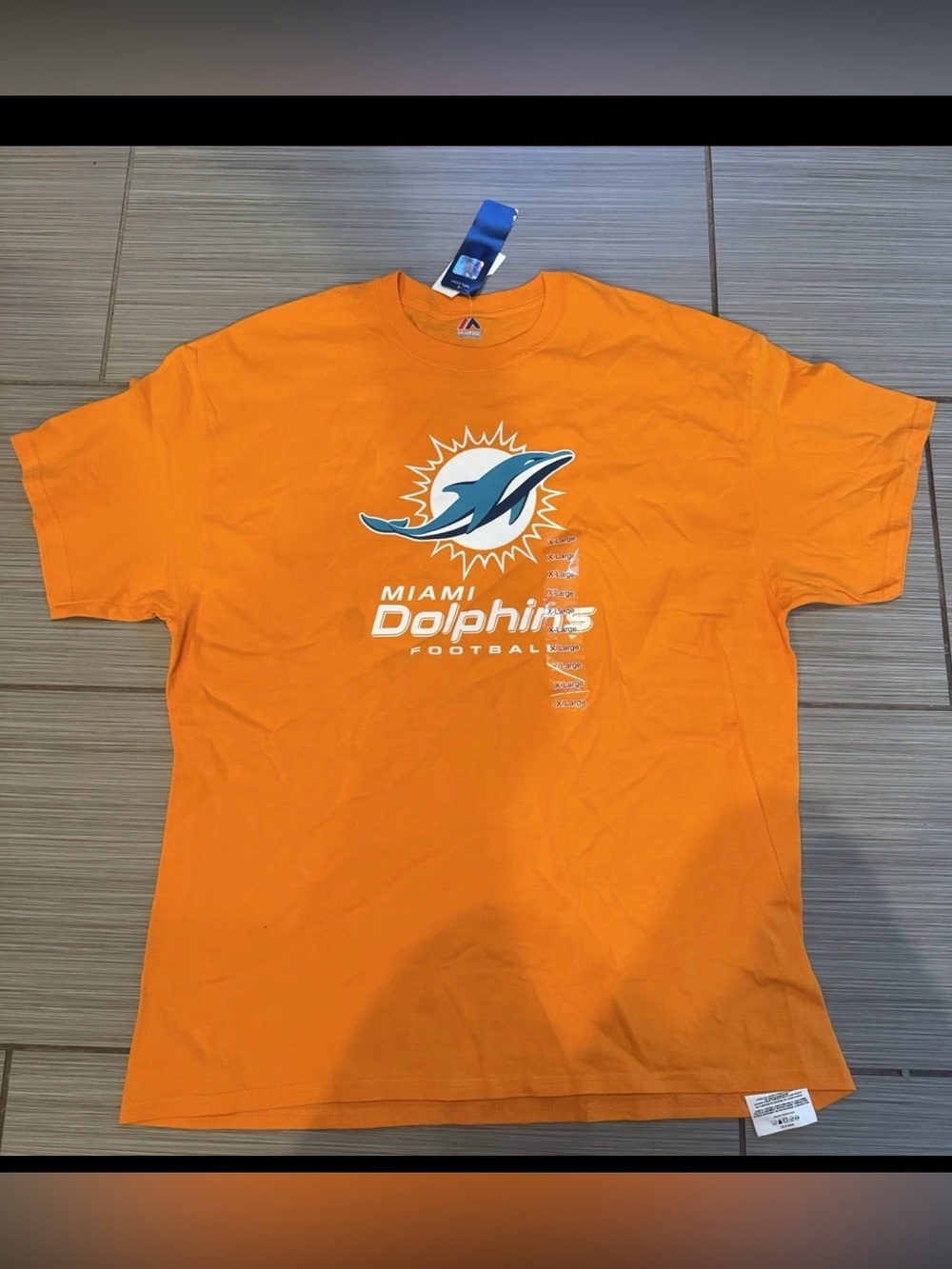 New Majestic Miami Dolphins Orange T-Shirt NFL Football Men’s XL NWT
